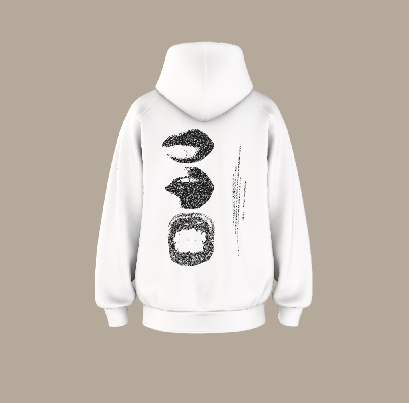 Beige Black Simple Minimalist Model Lips Art Printed Unisex Hoodie